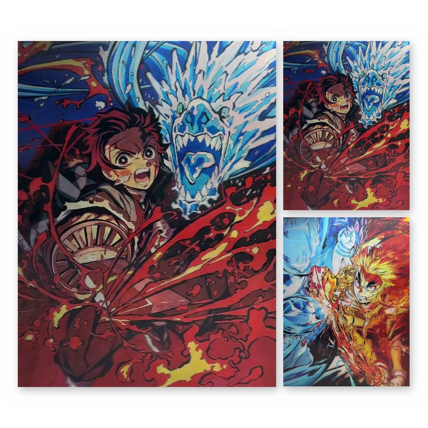 Demon Slayer Tanjiro Rengoku 3D Lenticular Poster 29.5x39.5cm - Nakama Lebanon