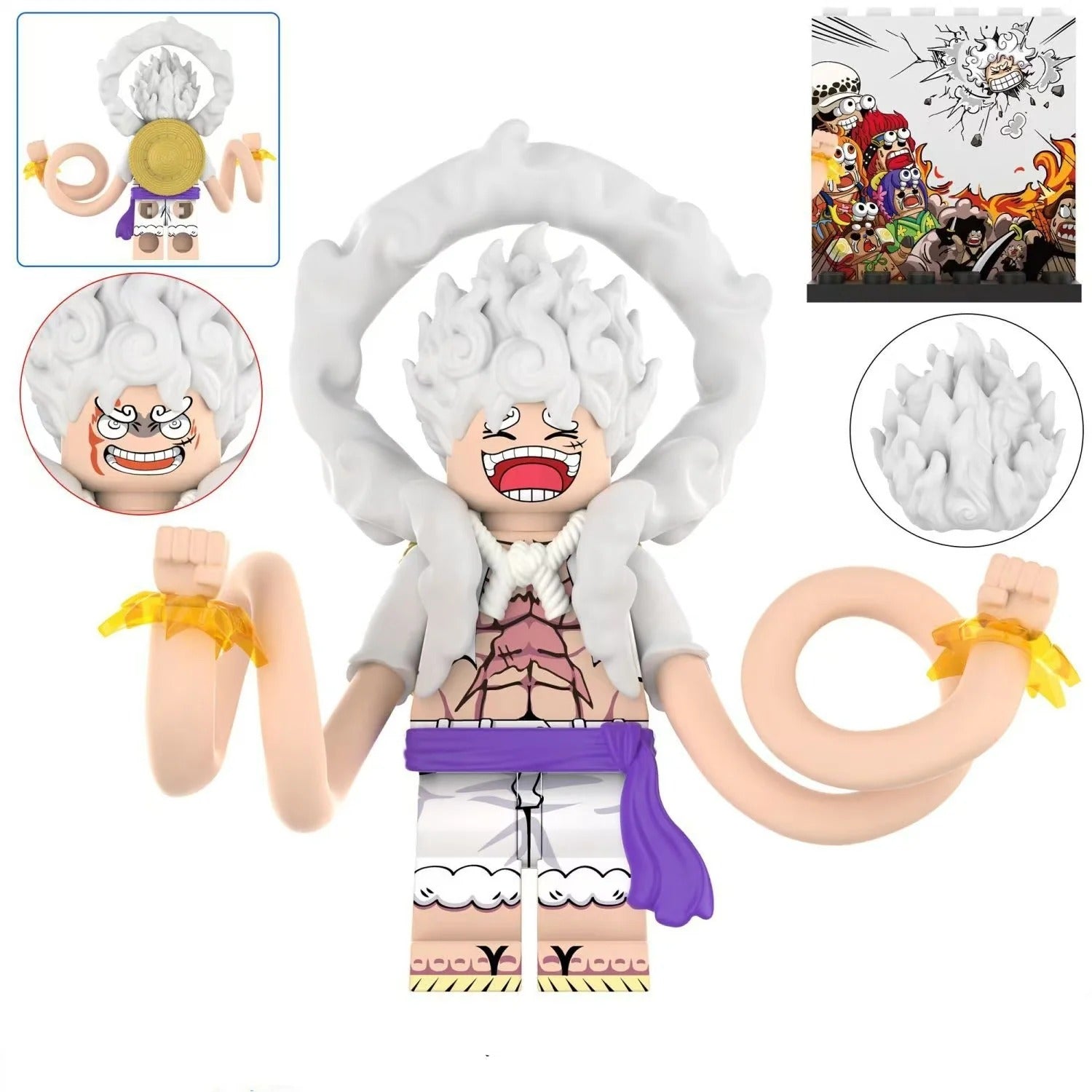 One Piece Luffy Gear 5 Building Block Mini Figure 4cm - Nakama Lebanon